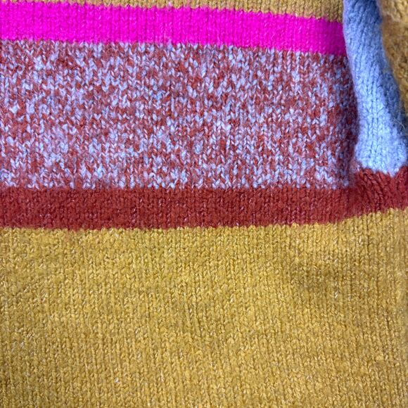 Lou & Grey LOFT Colorblock Soft Cozy Knit Bright Pink Gold Stripe Sweater L - Picture 12 of 12